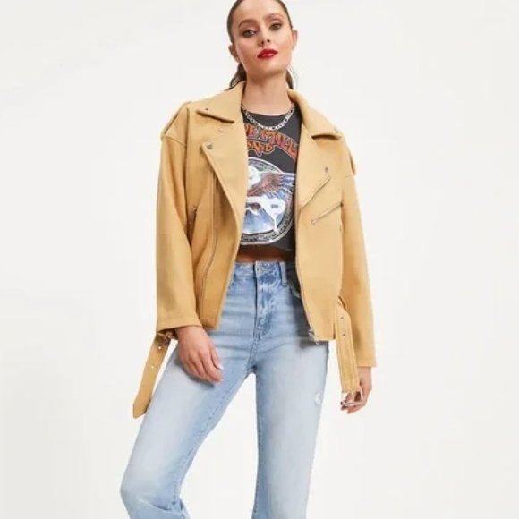 NWT Biker Jacket - CAMEL Sz Small - Picture 2 of 10